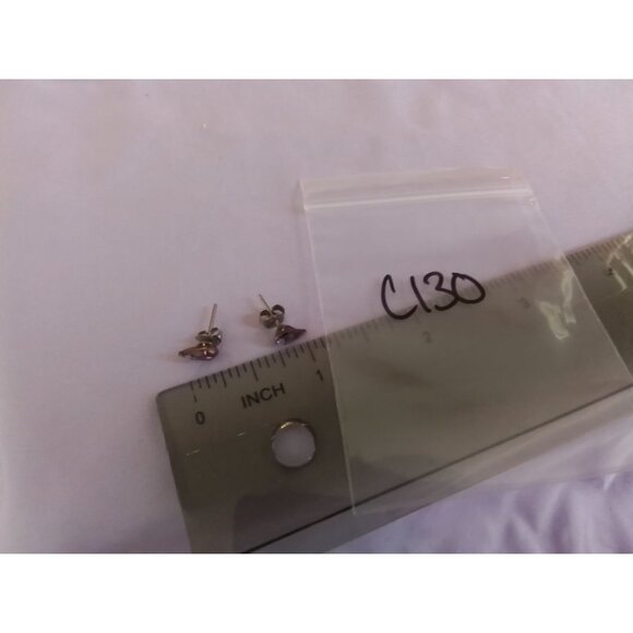 Vintage Teardrop Purple Amethyst Stud Earrings - Picture 5 of 5